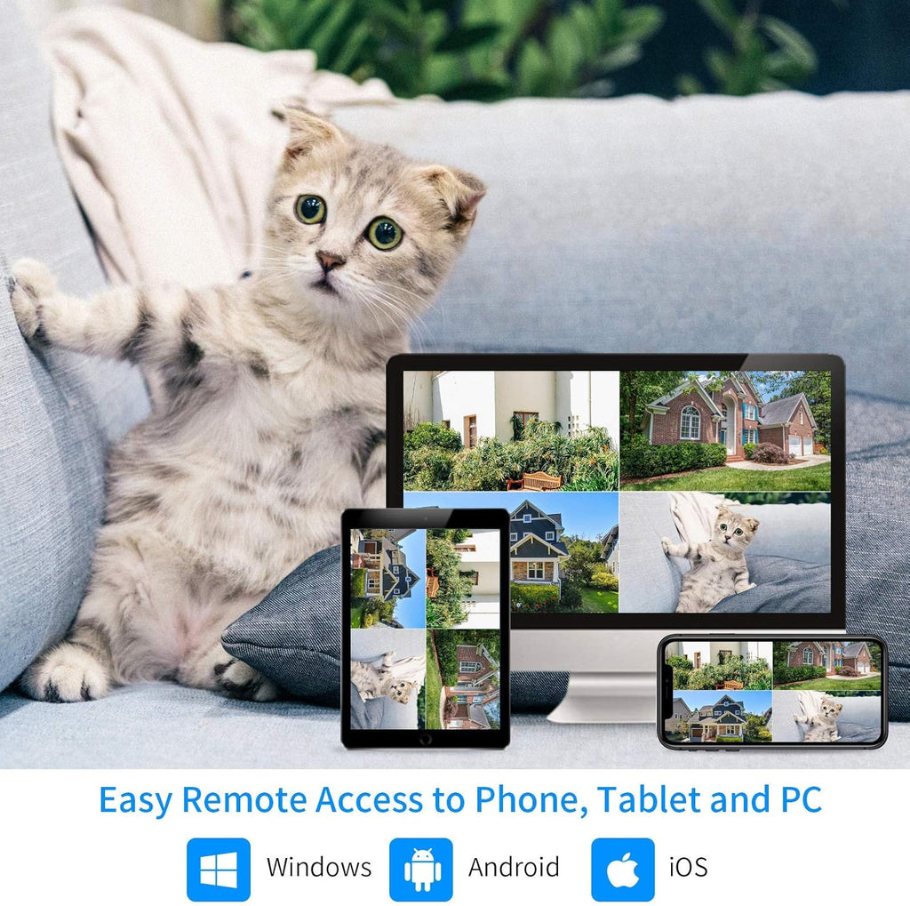 8CH 2K Wireless Security Camera System with 12 LCD Monitor 3TB Hard Drive 4pcs 3MP Outdoor Bullet IP Cameras I425007