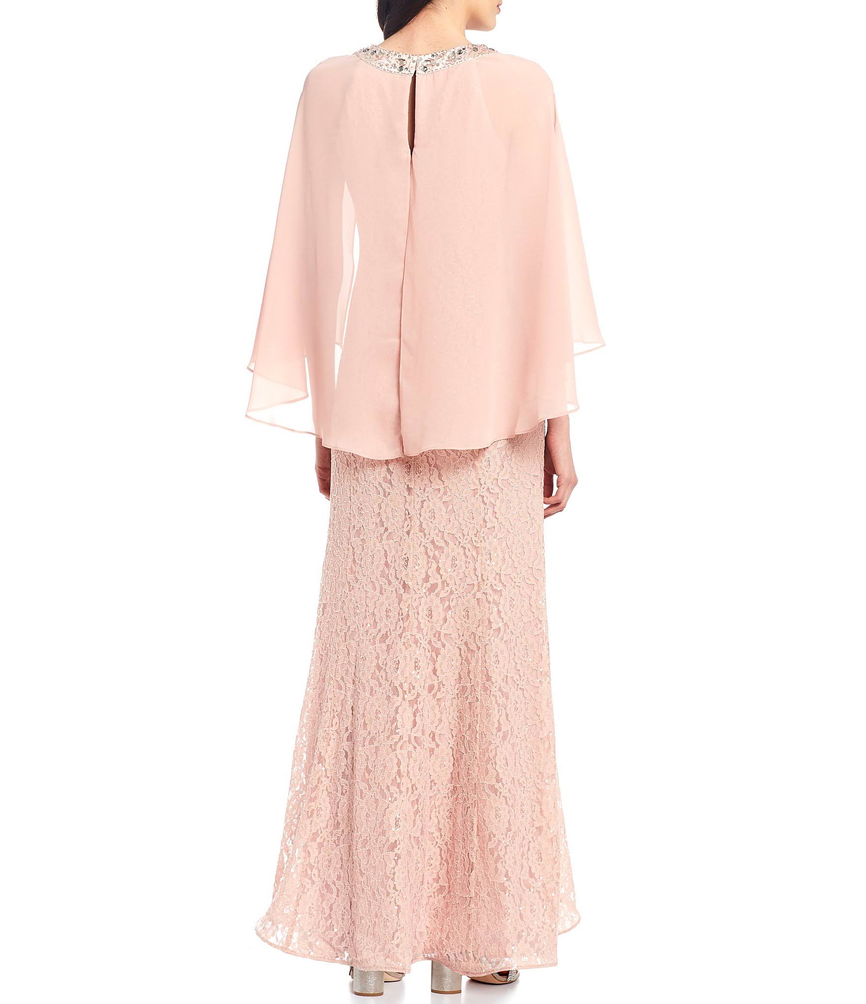 Sequined Cape Gown L396