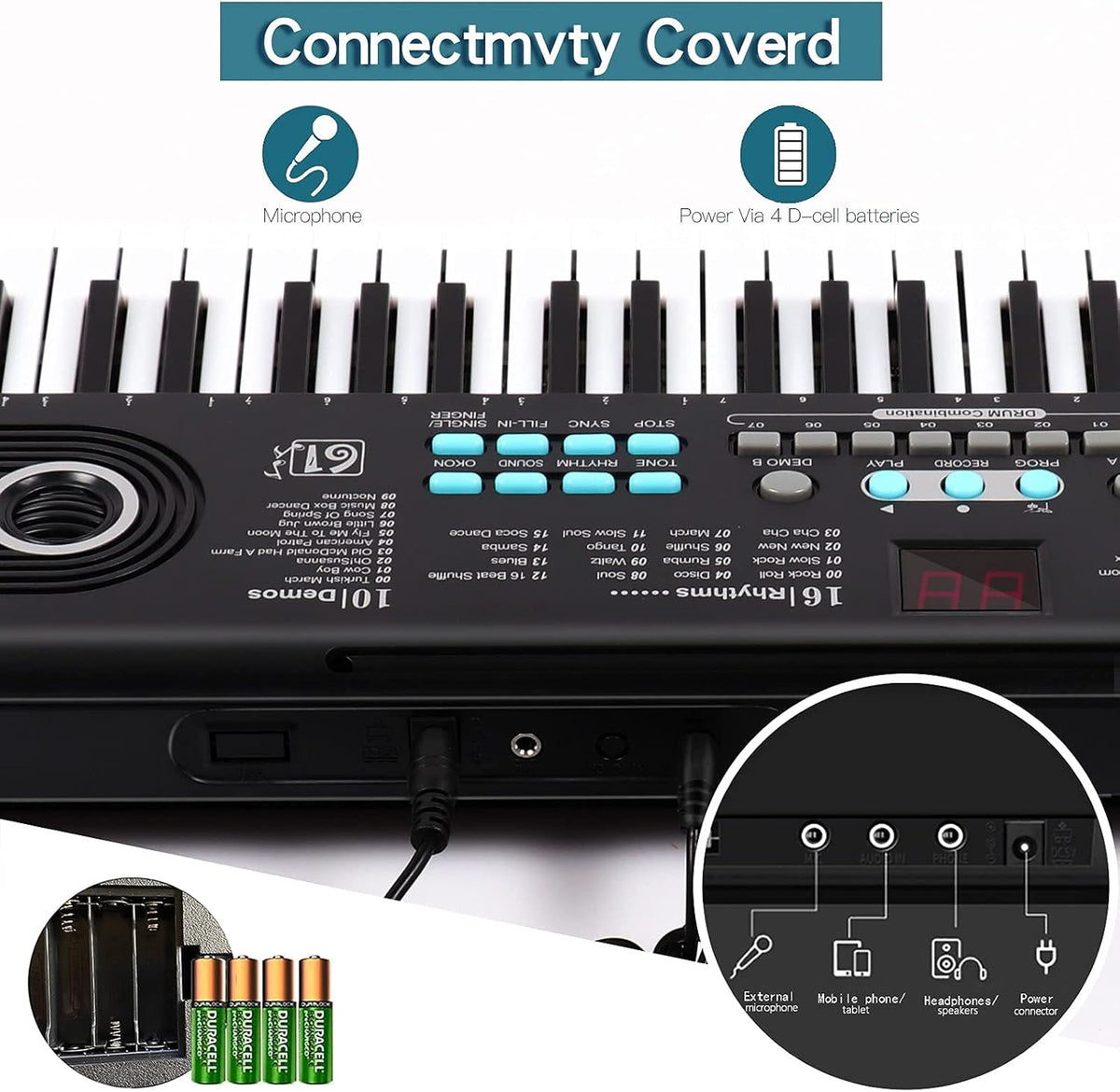 61 Keys Portable Electronic Digital Piano Keyboard with Built-In Speaker Microphone, Pack of 2 N575636