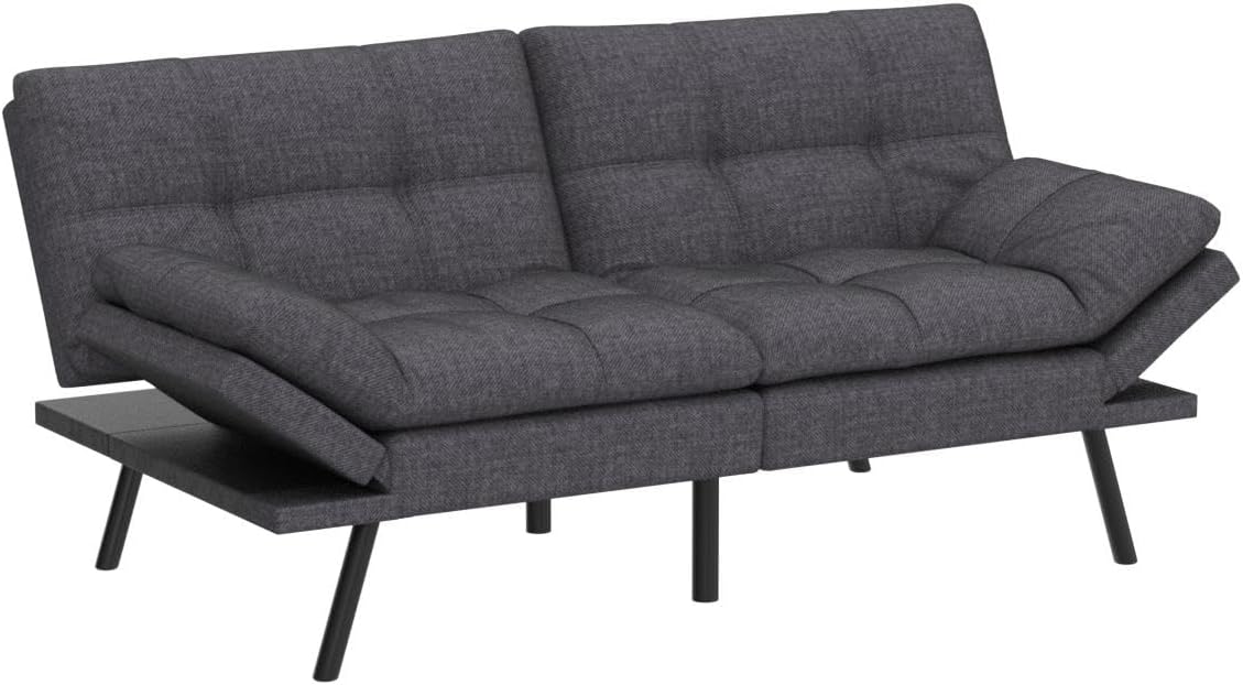 Memory Foam Futon Sofa Bed with Removable Armrests S781