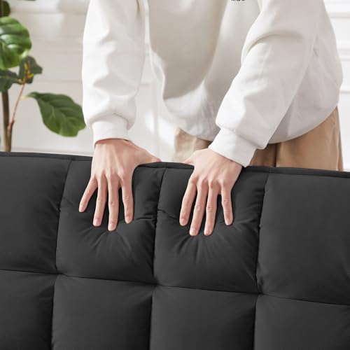 Blue Velvet Double Convertible Sofa Bed with Storage Bag and Pillow Q875800