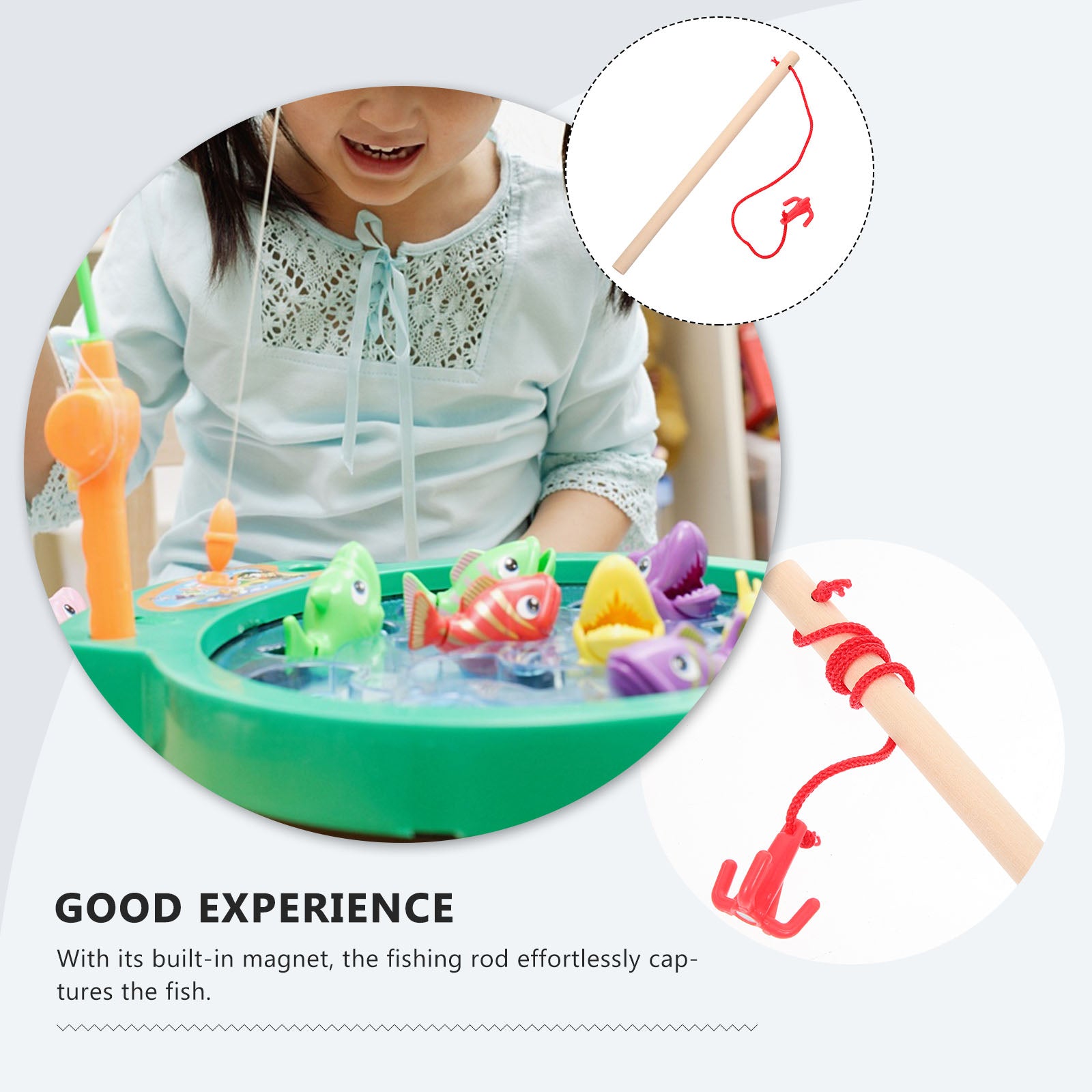 Magnetic Fishing Toy Wooden Rods 4 Pcs D52821