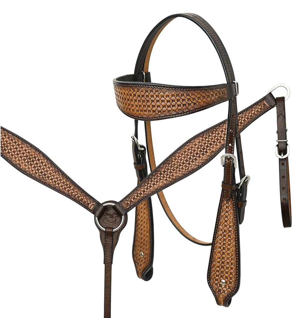Dark Brown Leather Saddle Set with Reins L426754