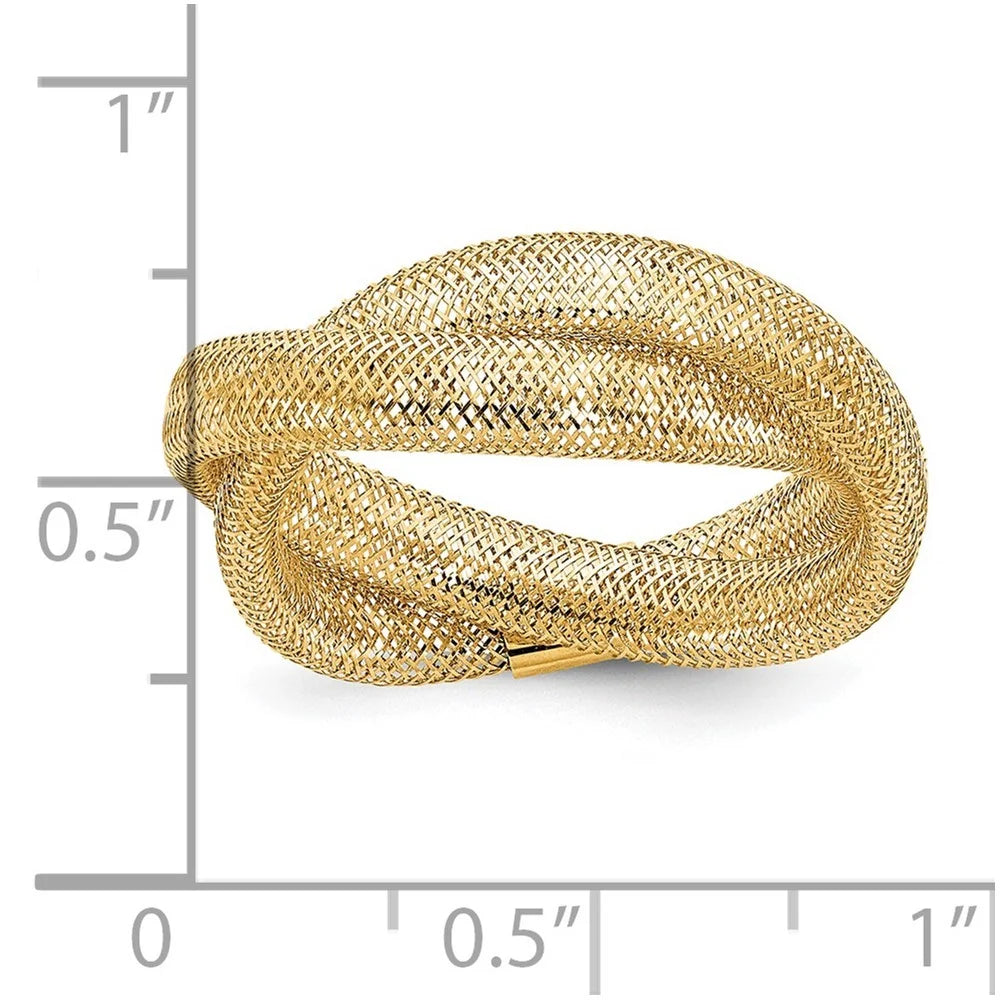 14k Gold Twisted Woven Mesh Stretch Ring Size 7.00 8mm Wide Z5120