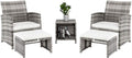 5 PCS Wicker Patio Rattan Cushioned Sofas with Ottoman & Table A845