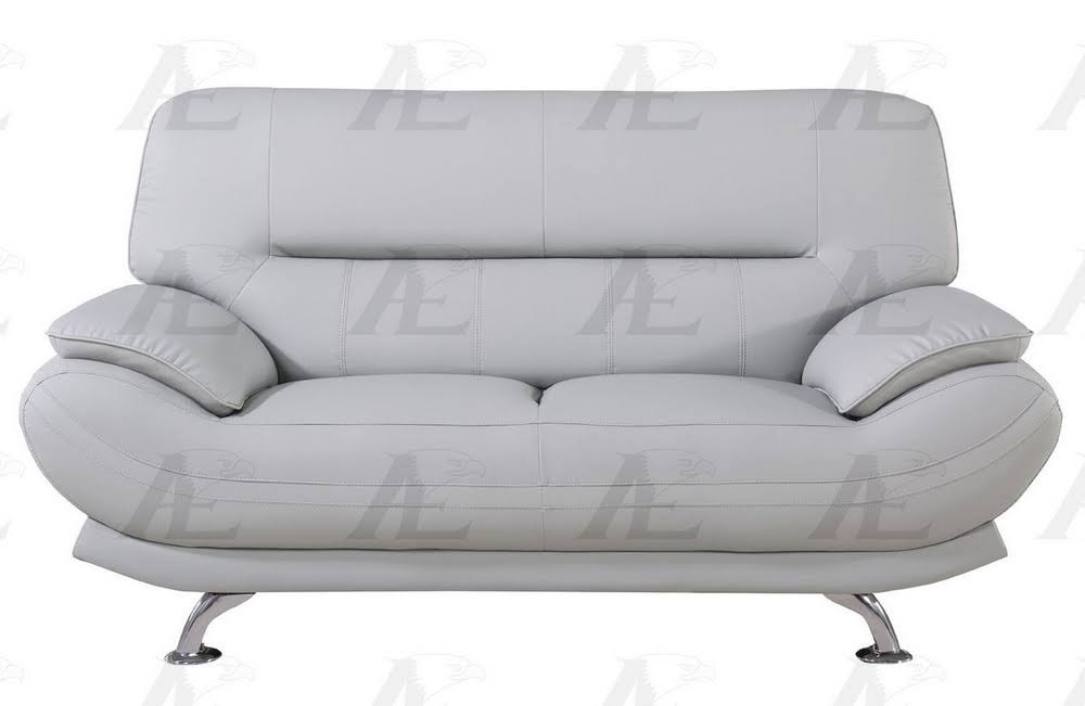 Light Gray Faux Leather Loveseat H6933