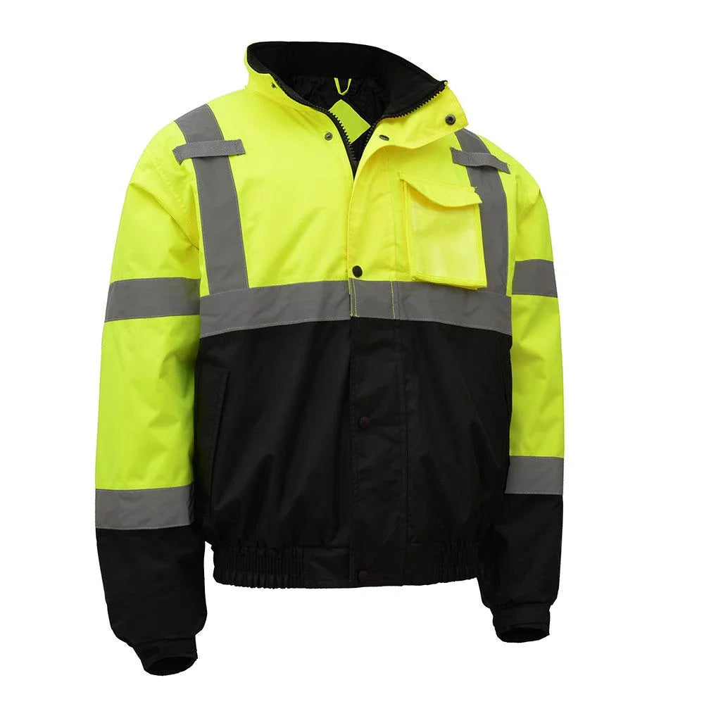 Hi-Visibility Class 3 Waterproof Quilt-Lined Bomber Jacket Lime/Black N9949