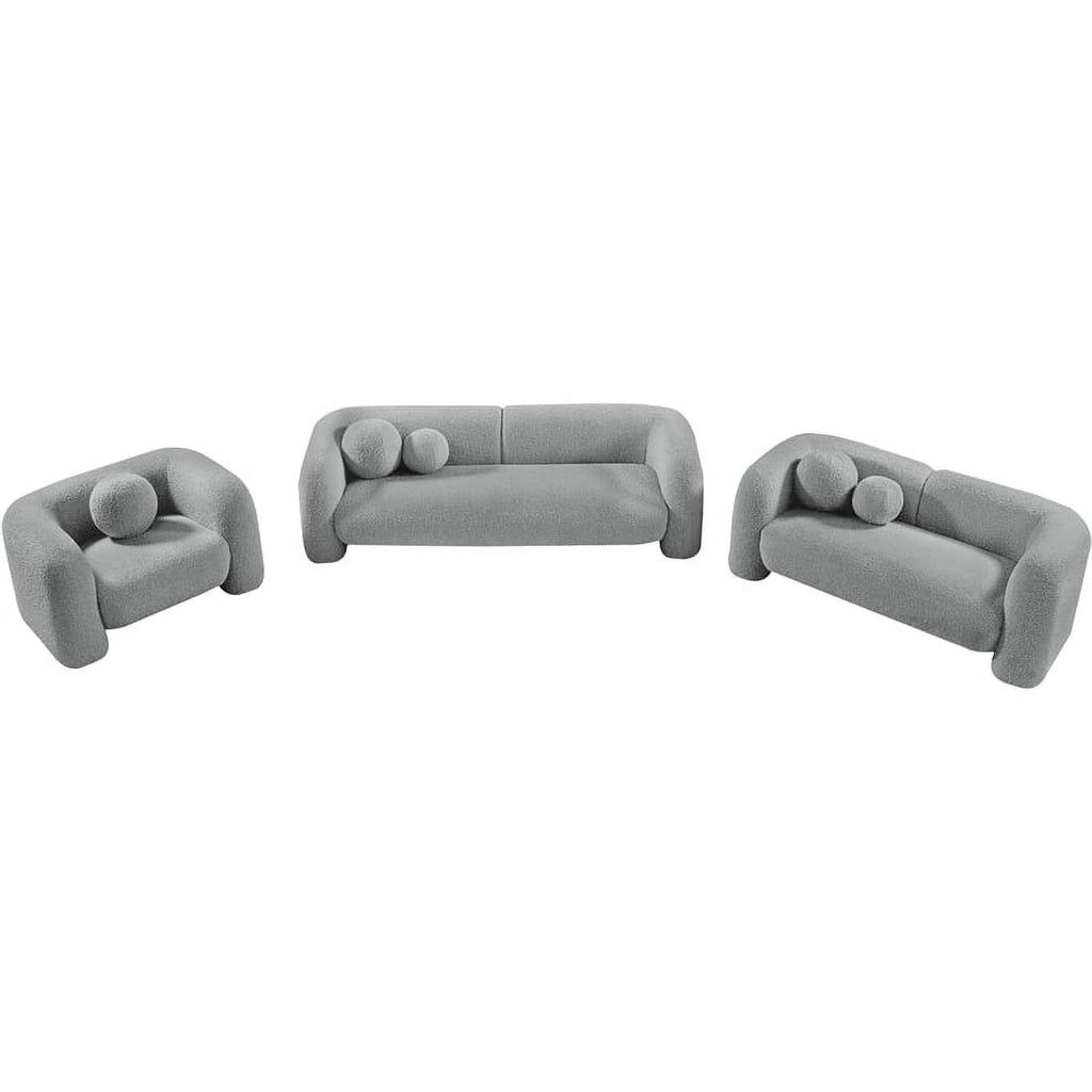 Grey Boucle Fabric Loveseat C922