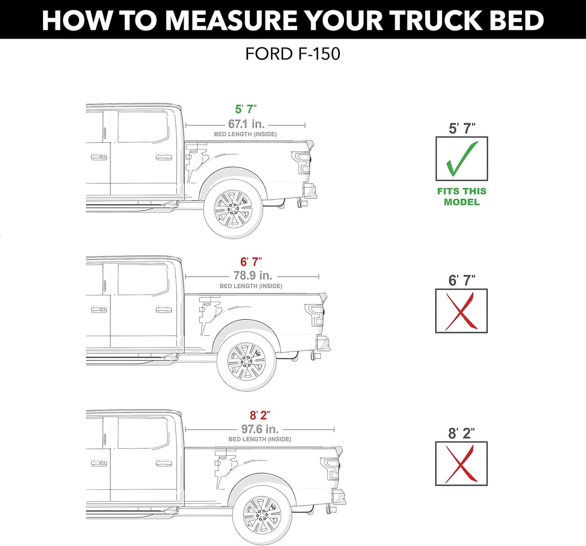 Retractable Truck Bed Tonneau Cover Fits 2015 - 2020 Ford F-150 Super Crew & Super Cab 5' 7 Bed (67.1) O83751