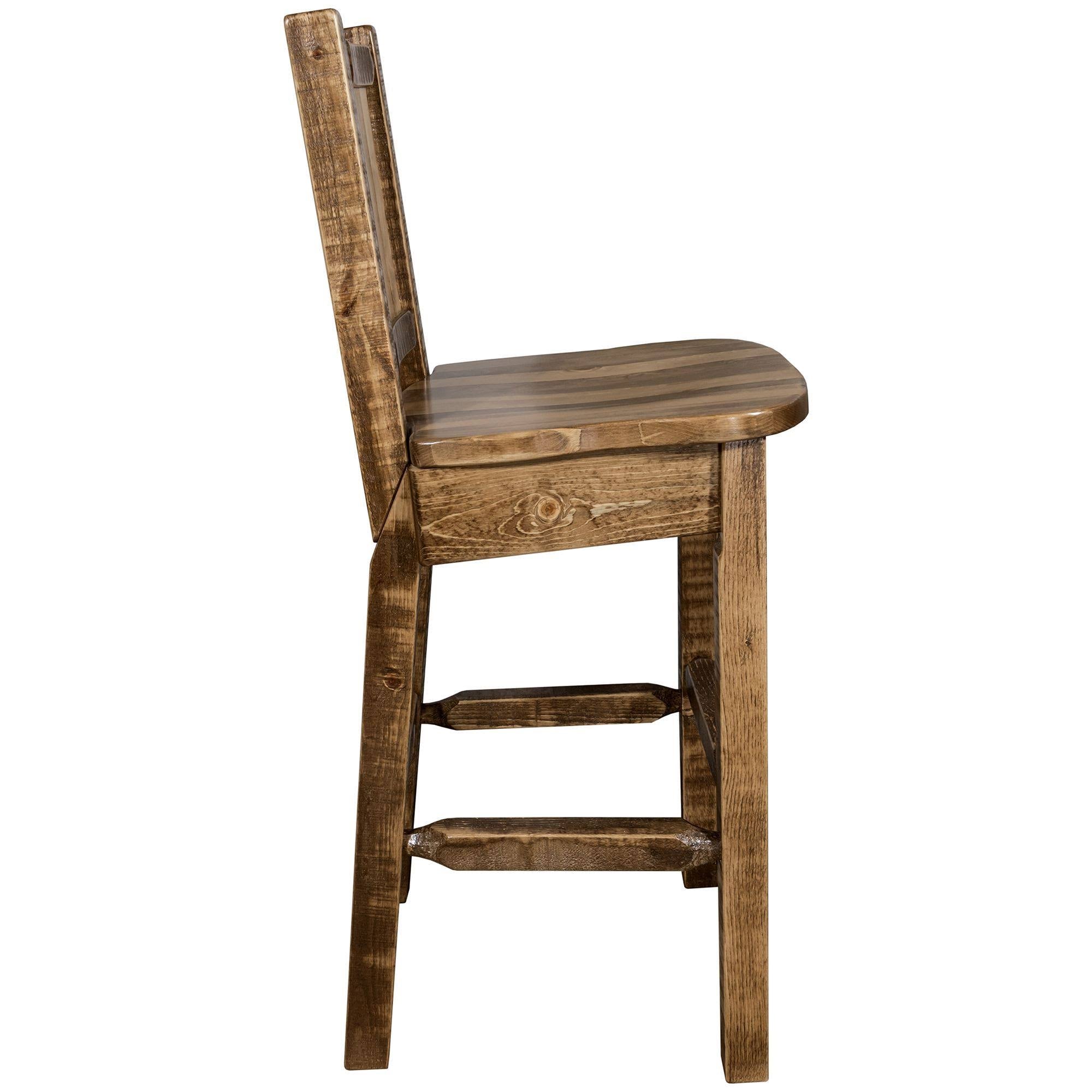 Homestead Back Barstool with Laser Engraved Bronc Design R907