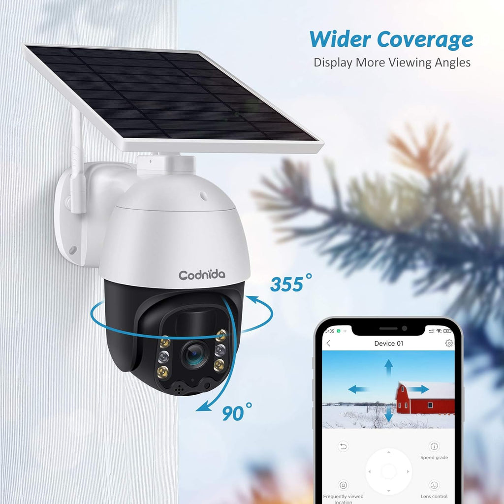 Wireless WiFi Solar Battery Powered Security Camera, 1080P HD, 360° View L970957