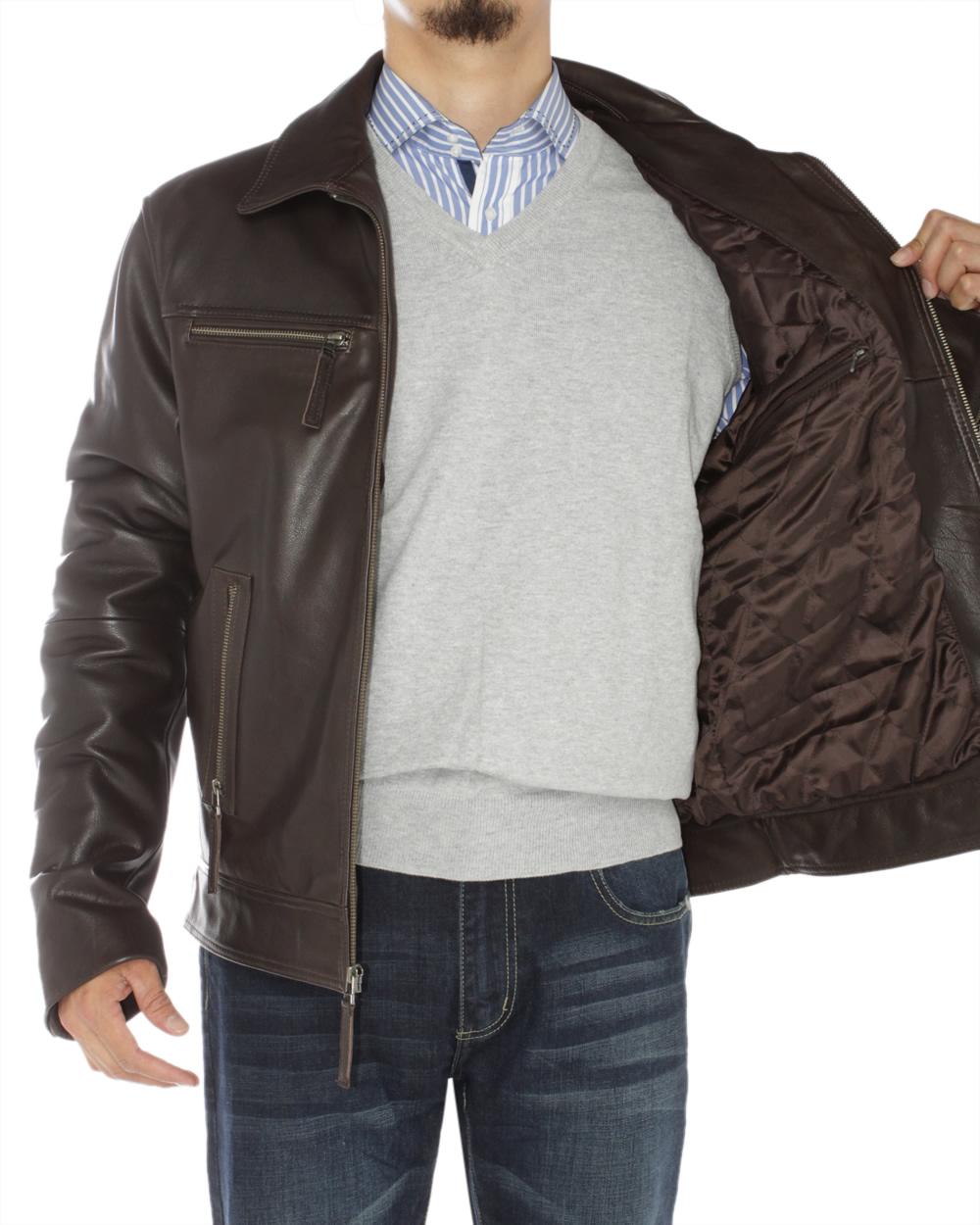 Brown Full Grain Cow Leather Coat Z226