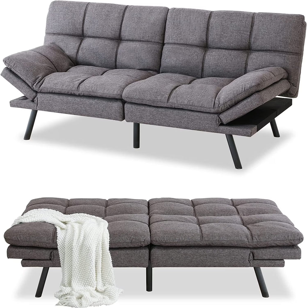 Memory Foam Futon Sofa Bed with Removable Armrests S781