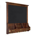Decorative Rustic Wood Home Organizer with Chalkboard, Pockets, and Key Hooks R686