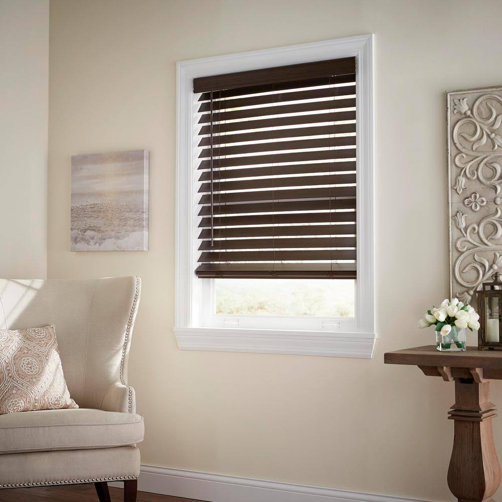 Espresso Cordless Room Darkening 2.5 in. Premium Faux Wood Blind N35586