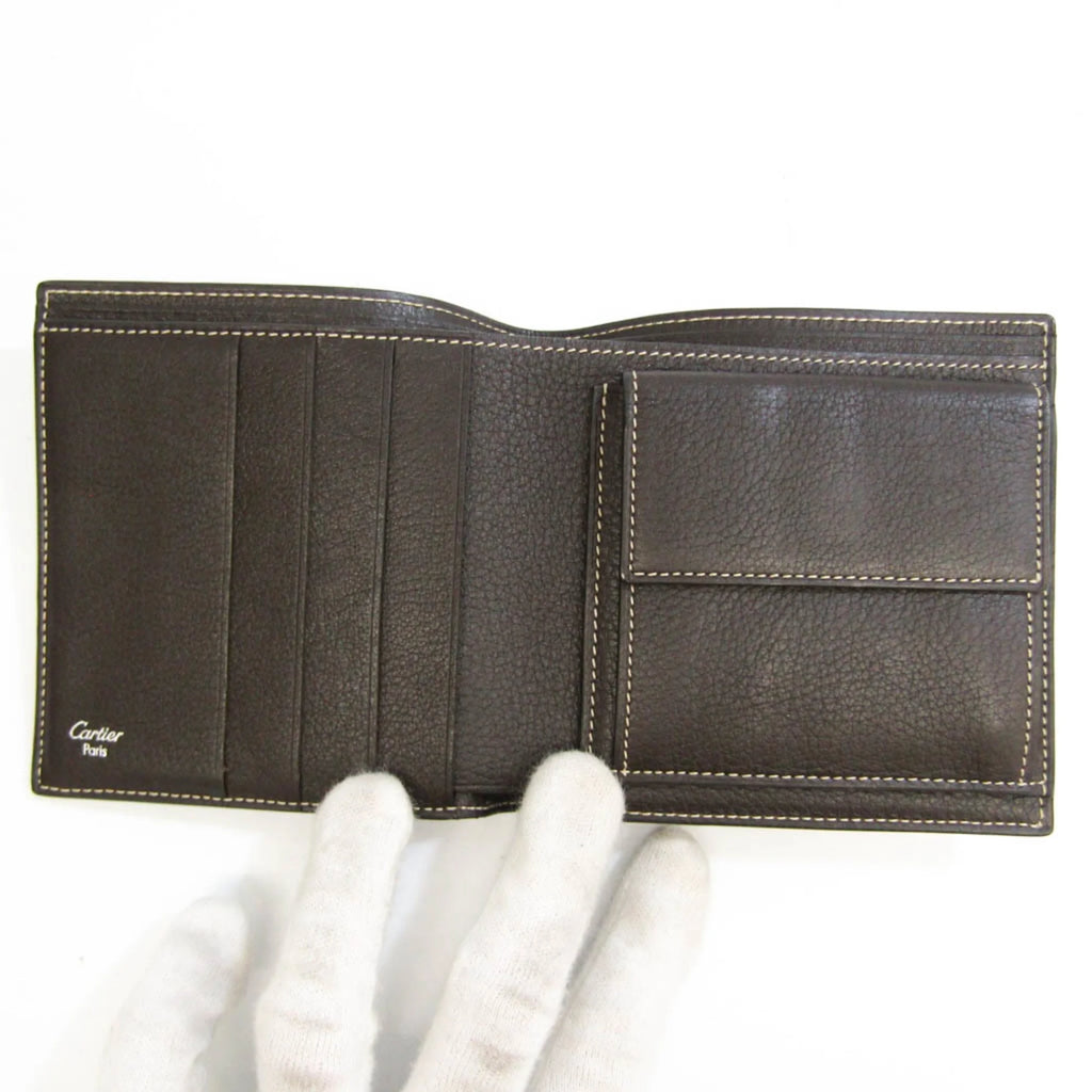 Dark Brown Leather Bi-Fold Wallet F561