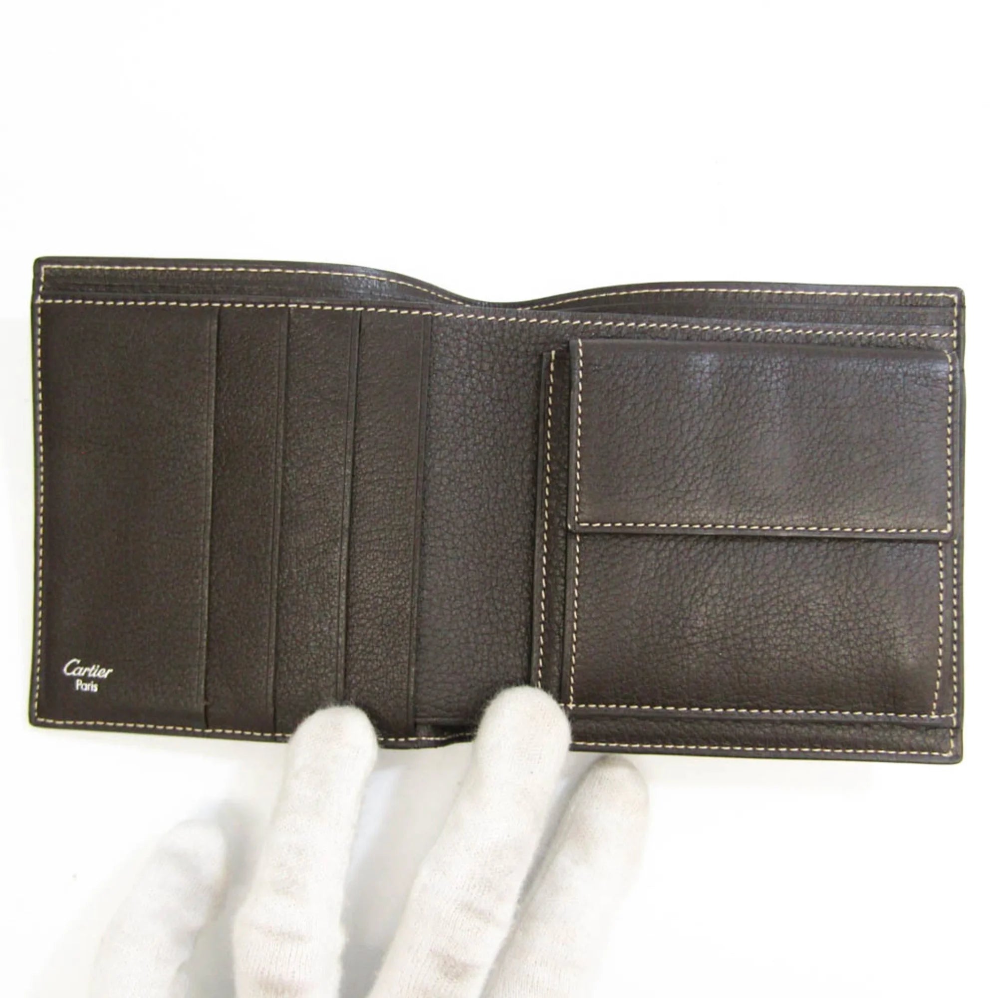 Dark Brown Leather Bi-Fold Wallet F561
