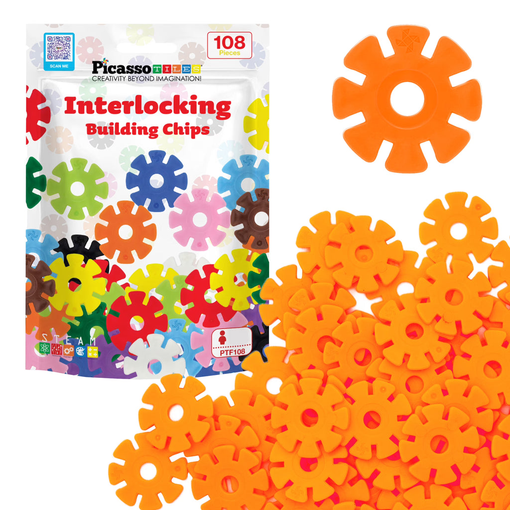 108 Pcs Interlocking Disc Construction Blocks in Orange T3836