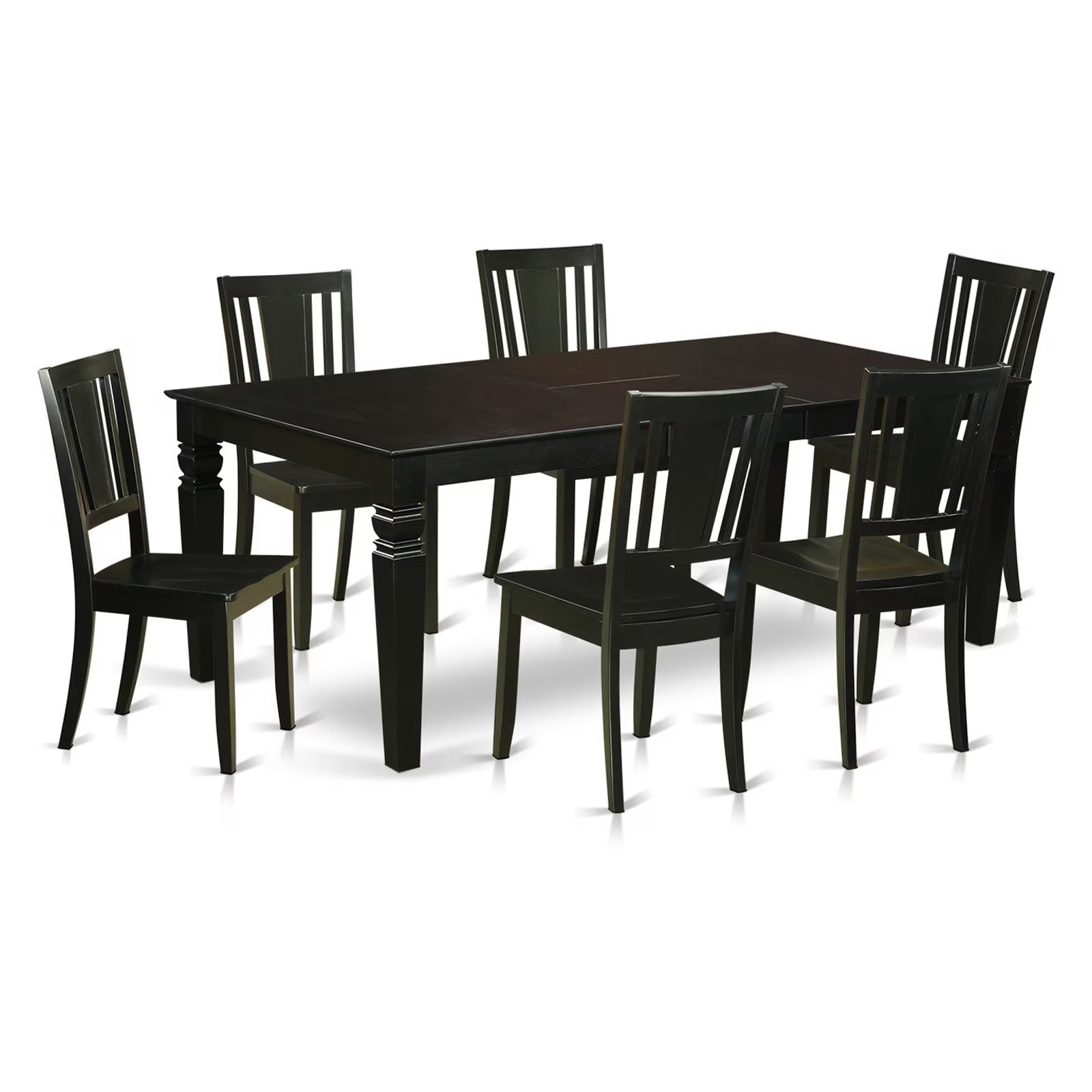 7-piece Wood Dining Table and Chair Set in Black X594