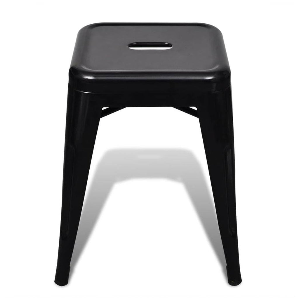 2 Pcs Stackable Metal Black Stools Q286
