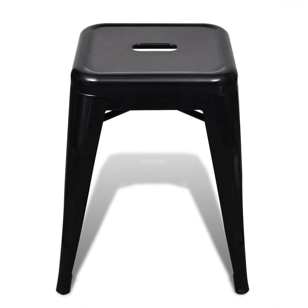 2 Pcs Stackable Metal Black Stools Q286