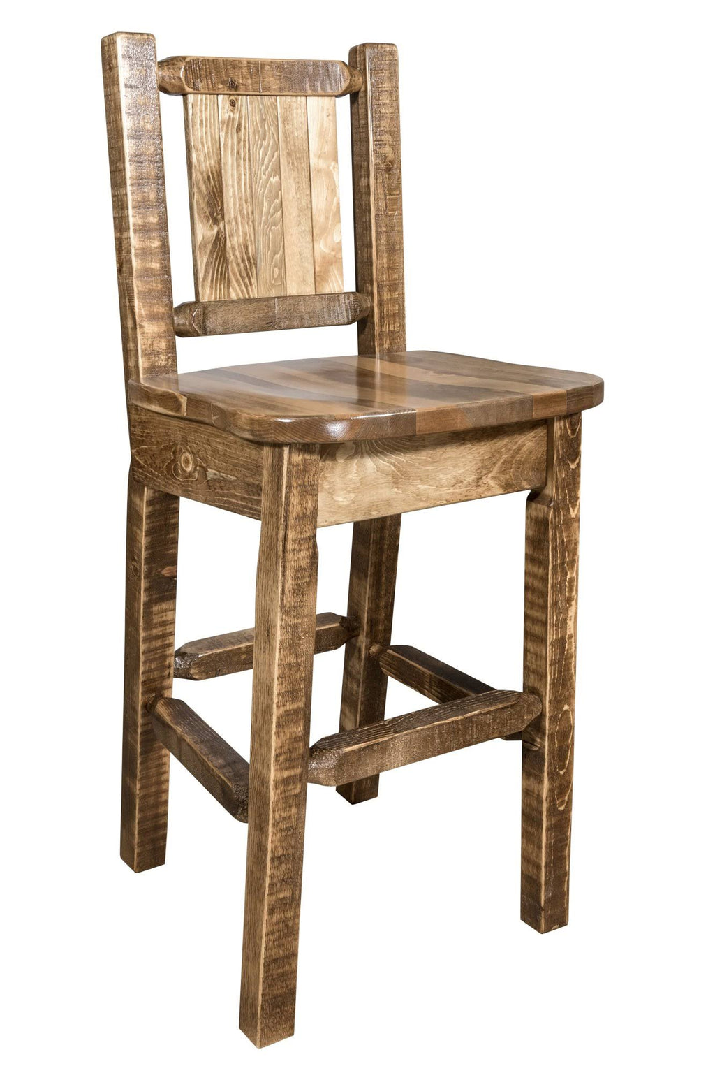 Homestead Back Barstool with Laser Engraved Bronc Design R907