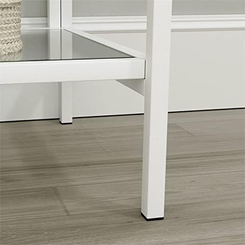 5 Shelf Metal Framed Glass Bookcase in Flat White P303