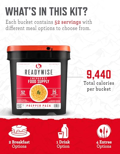 104 Servings Variety Pack Bucket Dehydrated Freeze Dried Food U141727