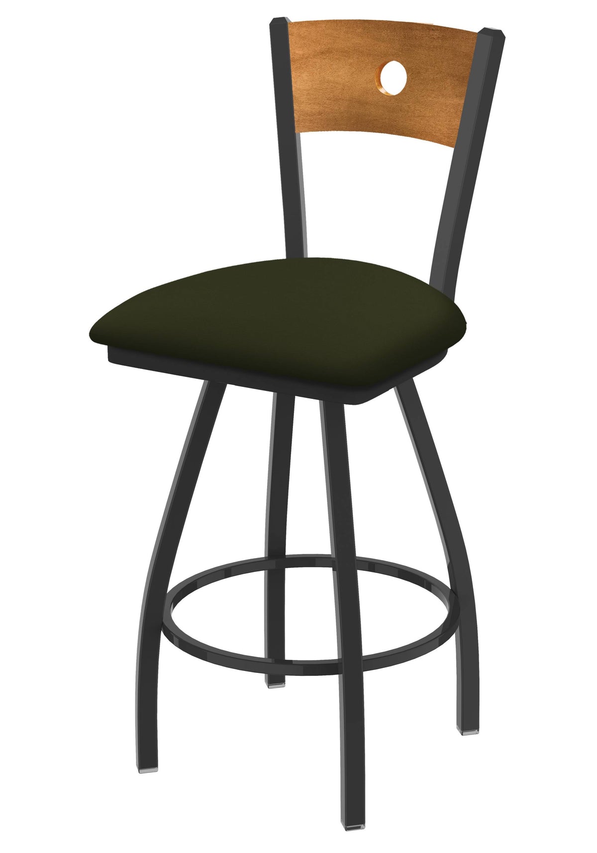 Swivel Counter Stool with Pewter Finish and Pine Seat O1059