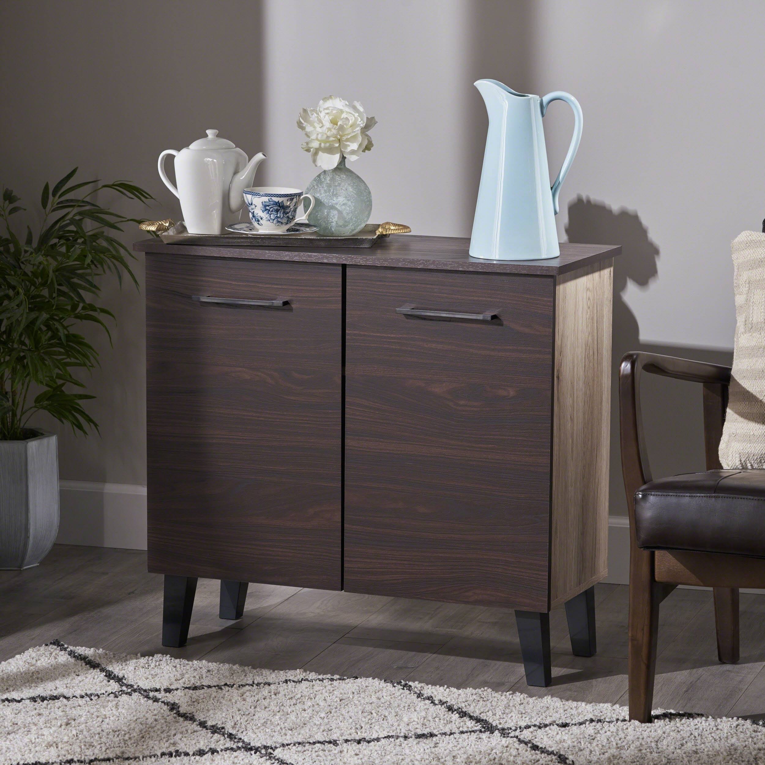 Walnut + Sonoma Oak 3-Shelf Faux Wood Cabinet L36760