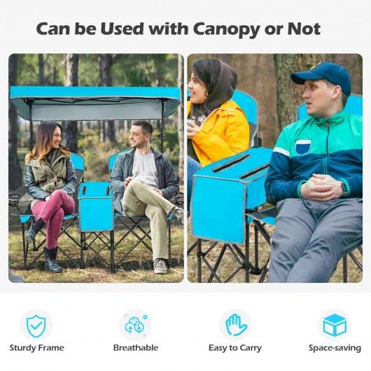 Blue Folding Camping Canopy Chair with Cup Holder Y921