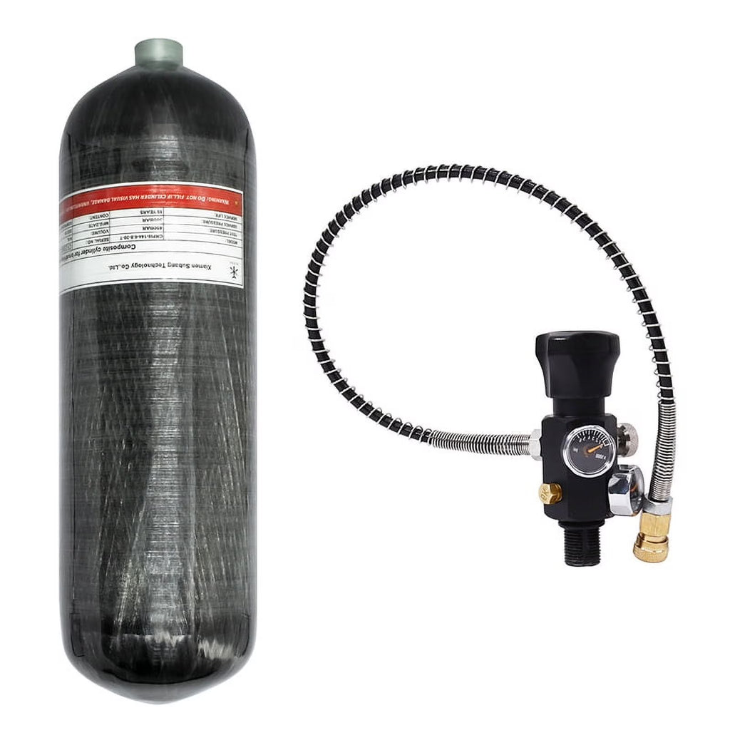 6.8L Carbon Fiber Paintball HPA Air Tank with Dual Gauge Valve T11210