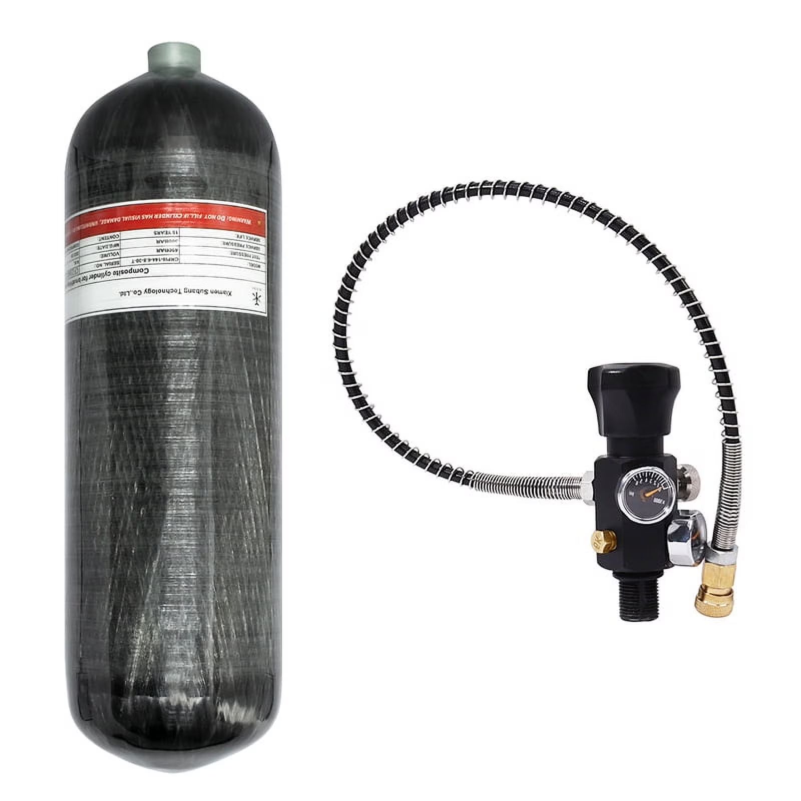 6.8L Carbon Fiber Paintball HPA Air Tank with Dual Gauge Valve T11210