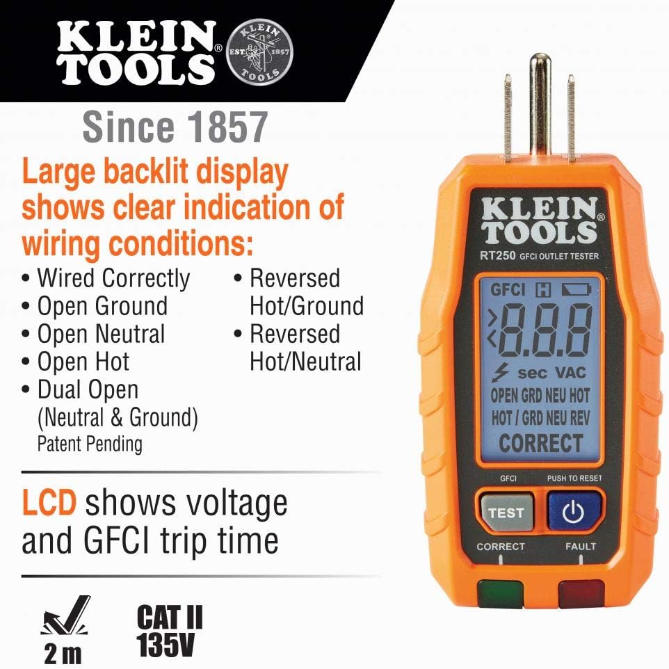 Non-Contact Voltage Tester and GFCI Receptacle Tester with LCD and Flashlight, Electrical Test Kit Pack of 2 D62489