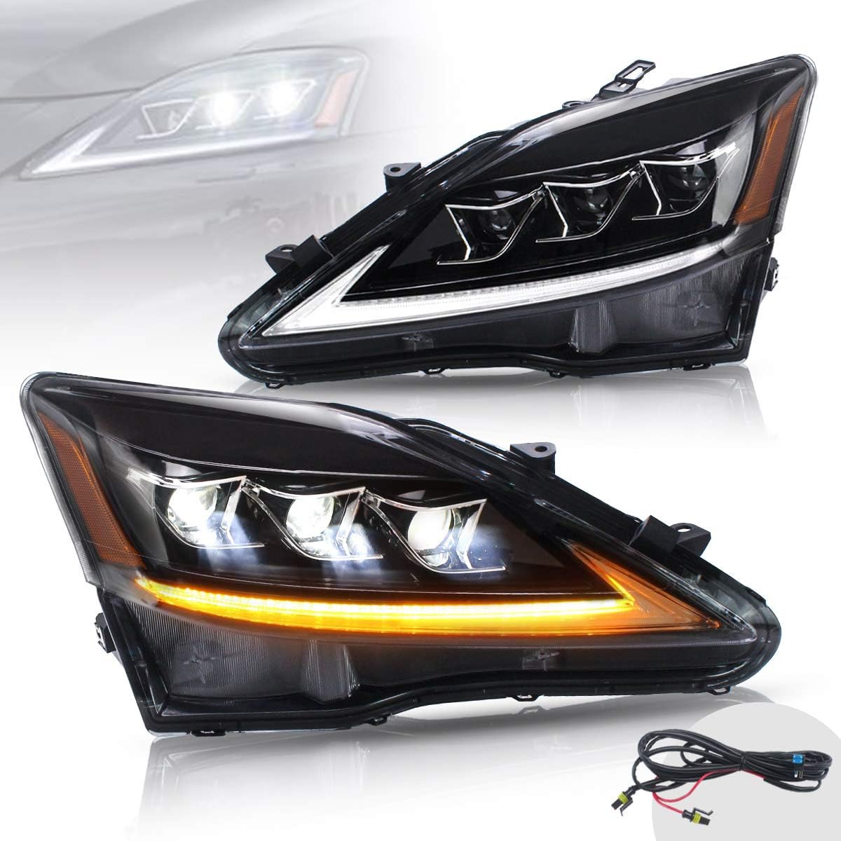 Full LED Amber Reflector Headlights & Red Taillights Assembly O80826