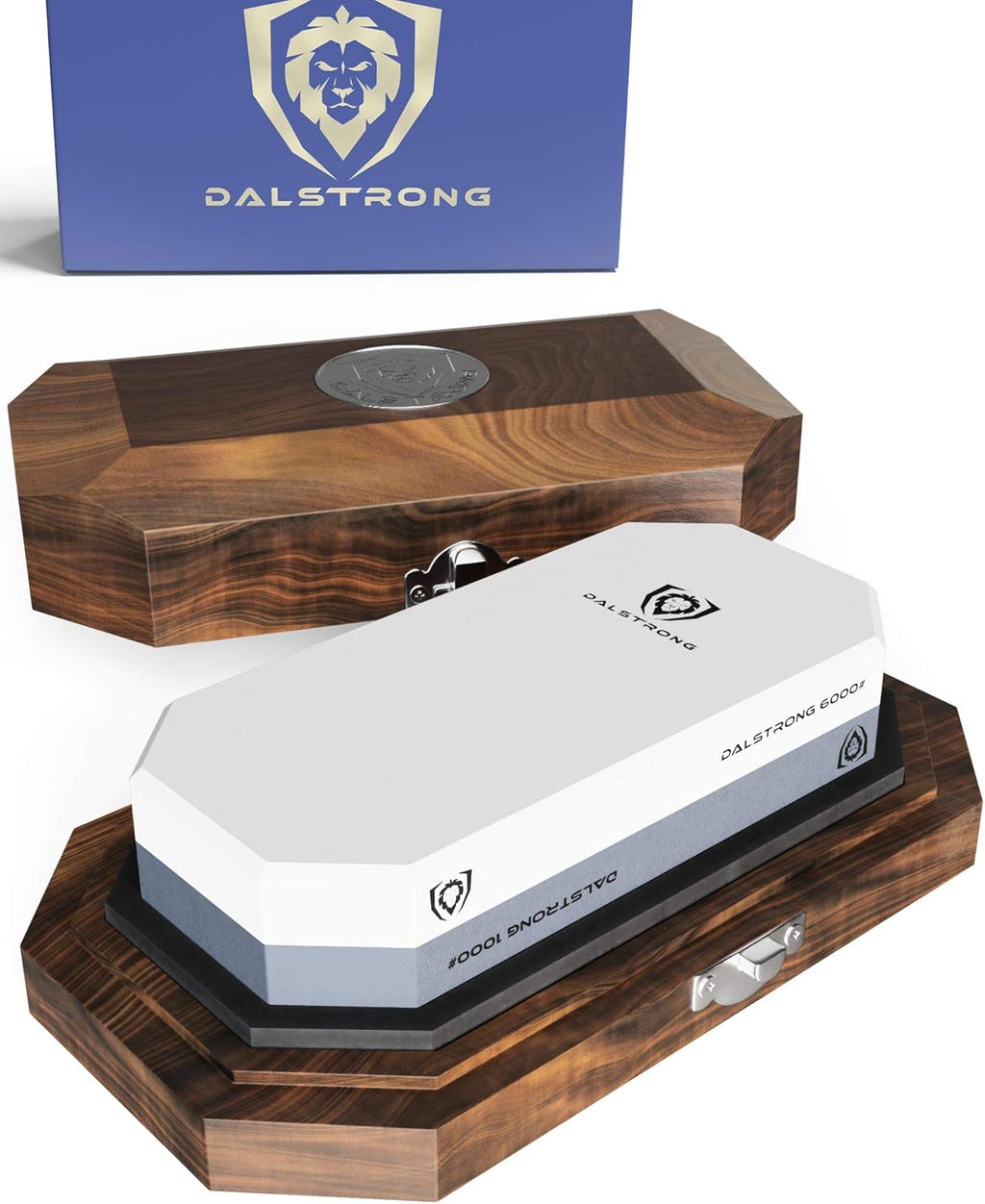 Premium Portable Whetstone Set - #1000/#6000 Grit Combo Stone - Oak Storage & Carrying Box - Top-Grade Corundum P696