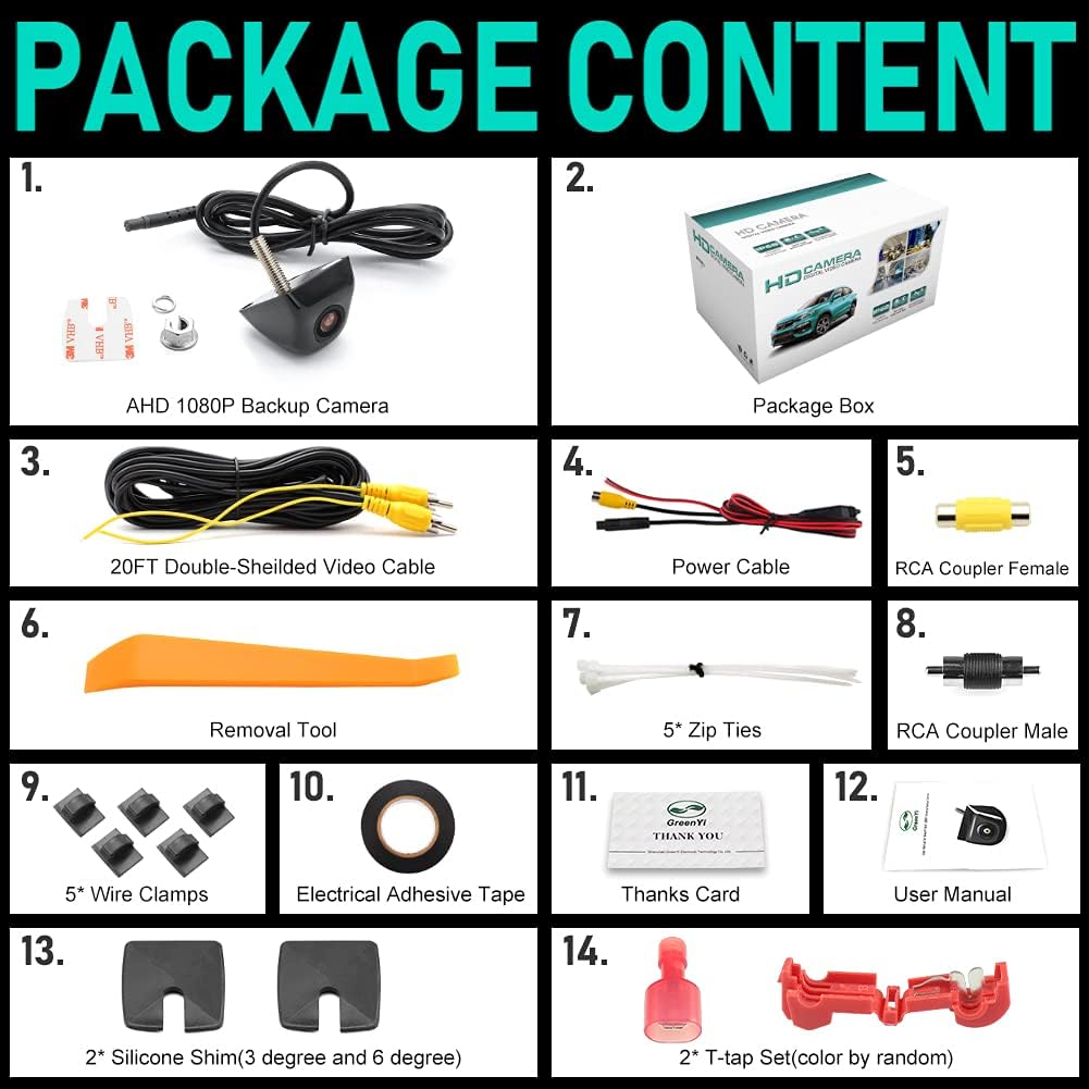 AHD 1080P Vehicle Backup Camera with Fish Eye Lens Night Vision Waterproof Car Reverse Camera Pack of 2 C89970