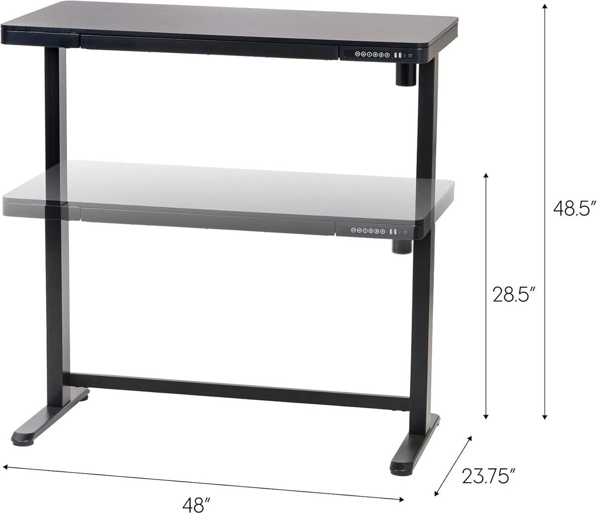 48 x 24 Inch Electric Height Adjustable Standing Desk with Drawer and USB Ports D61385