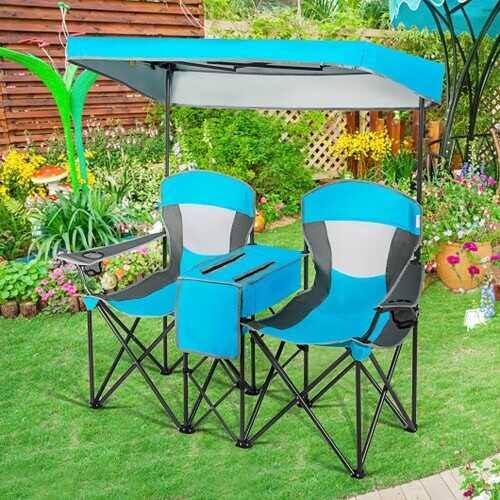 Blue Folding Camping Canopy Chair with Cup Holder Y921
