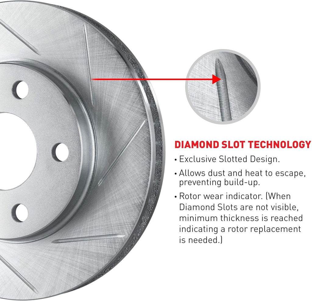Slotted Brake Rotors Kit & Semi-Met Brake Pads G28004