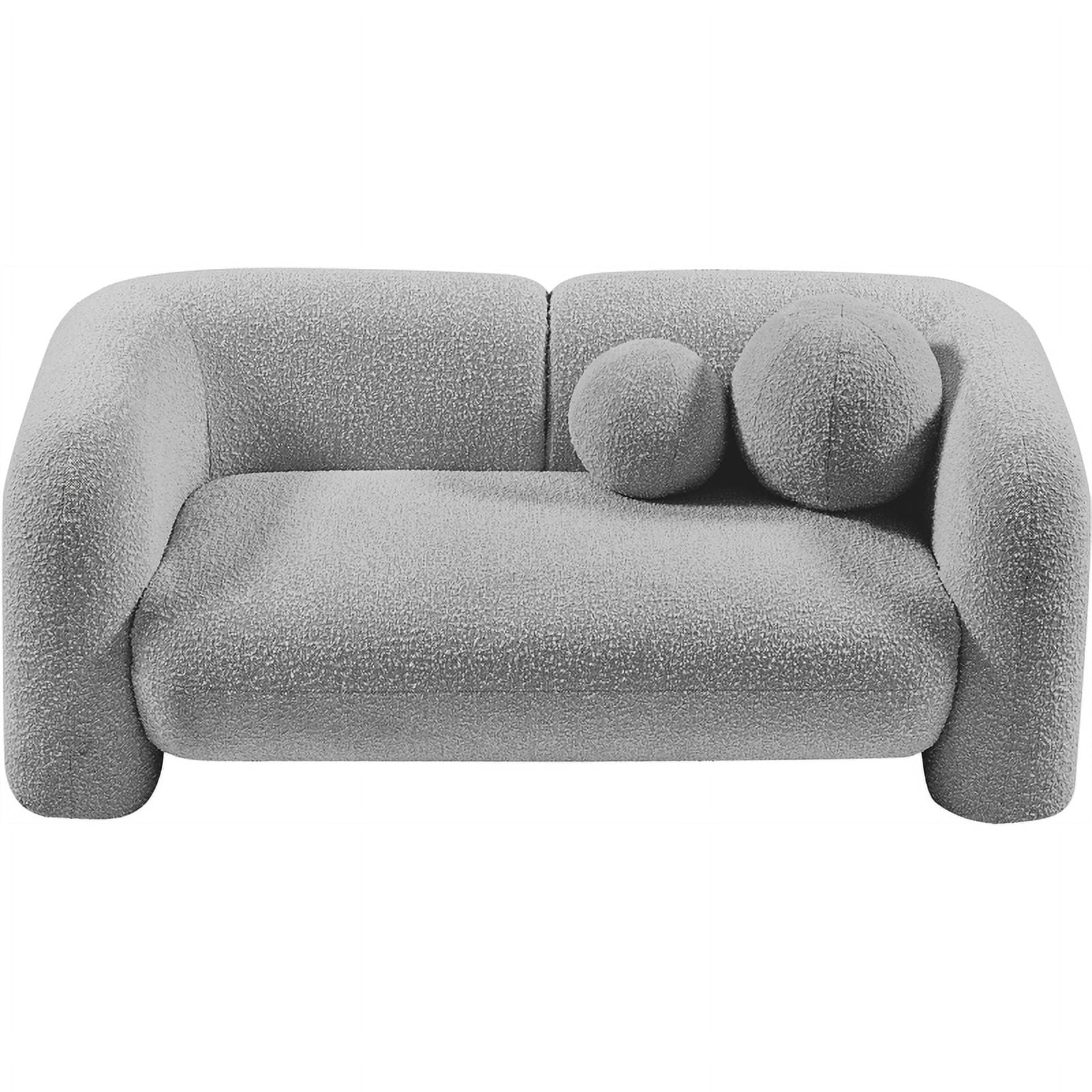 Grey Boucle Fabric Loveseat C922