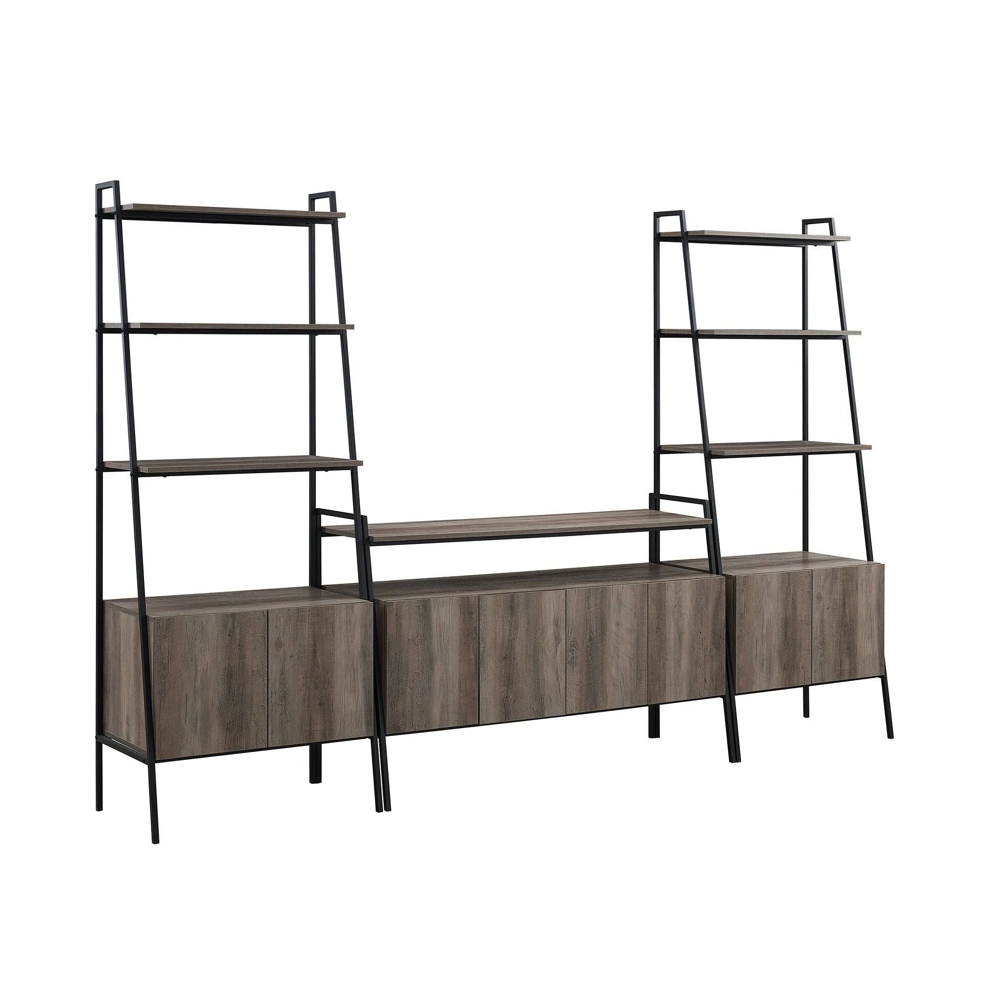 3-Piece Ladder Storage Entertainment Wall - Mocha S929