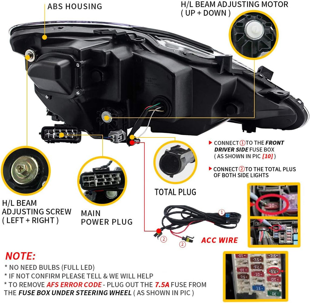 Full LED Amber Reflector Headlights & Red Taillights Assembly O80826