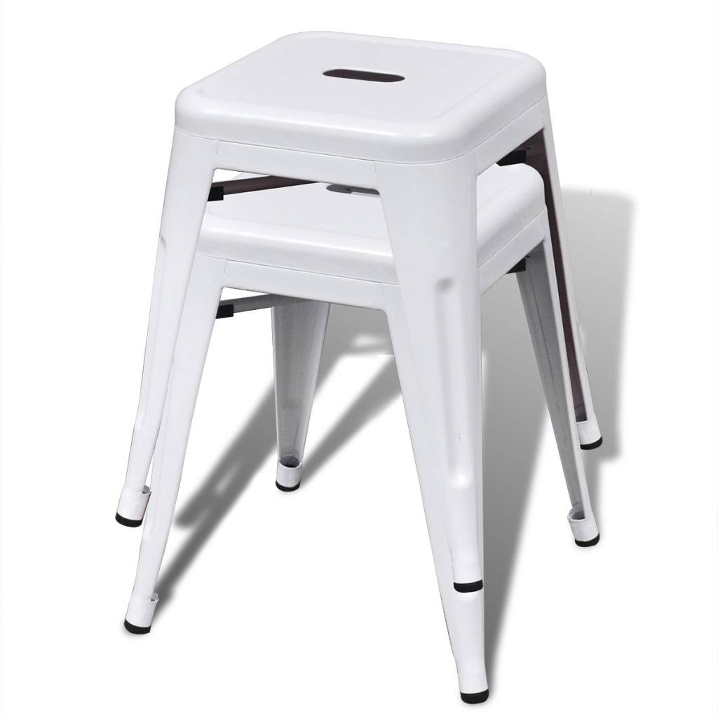 2 Pcs Stackable Metal Black Stools Q286