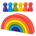 Wooden Rainbow Stacking Game Geometry Building Blocks Montessori Educational Toy P96146