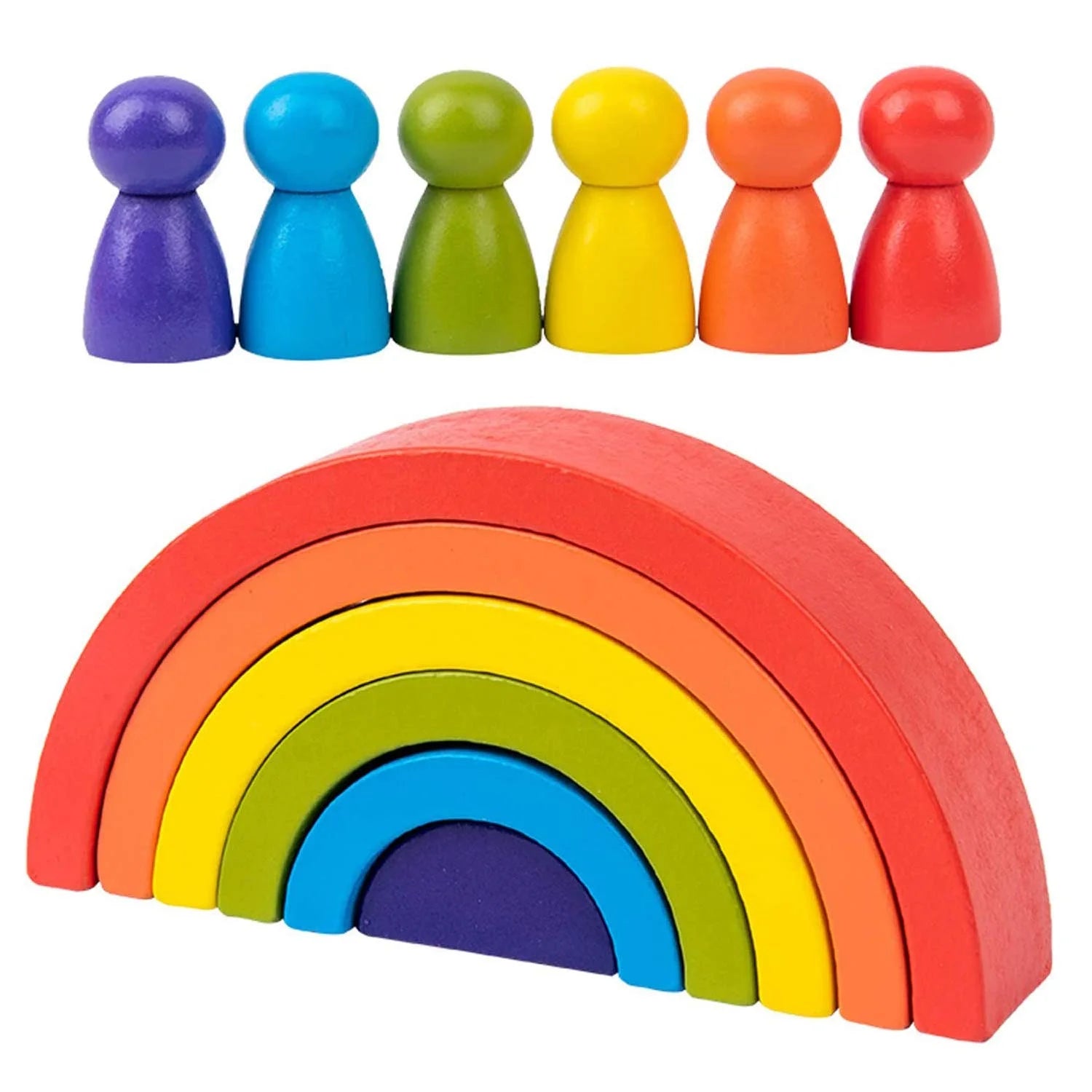 Wooden Rainbow Stacking Game Geometry Building Blocks Montessori Educational Toy P96146