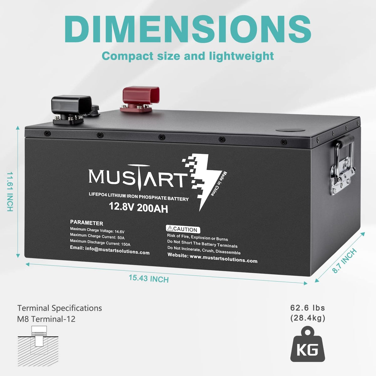 12.8V 180Ah Lithium Iron Phosphate Battery with Smart BMS M840731