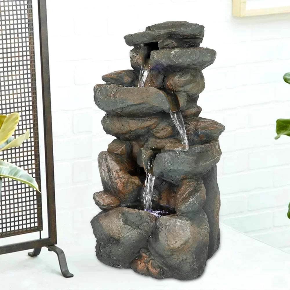 5-Tier Tabletop Water Fountain with LED Lights V348843