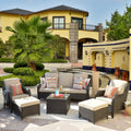 Beige 6-piece Wicker Sectional Set with Table I978