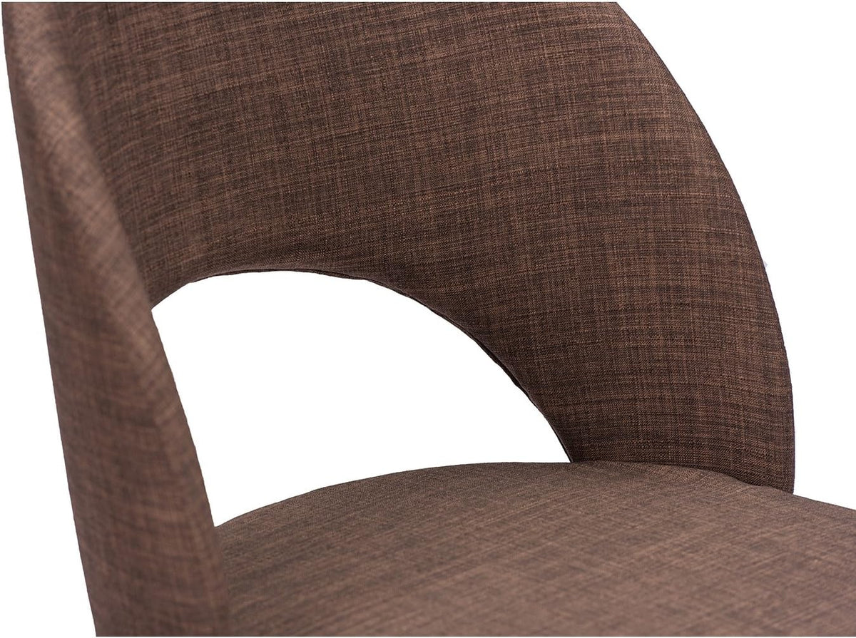 Mid-Century Style Dining Chair with Brown Fabric (Set of 2) W99826